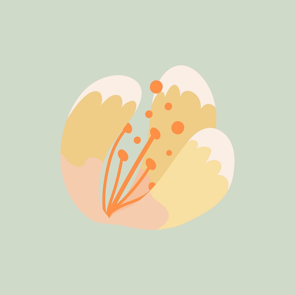 Yellow flower, cute spring illustration