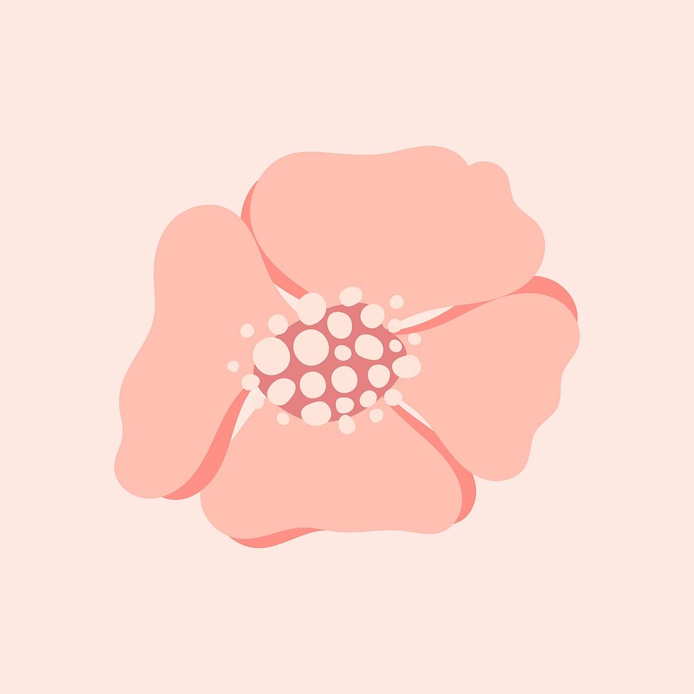 Pink  flower, cute spring illustration