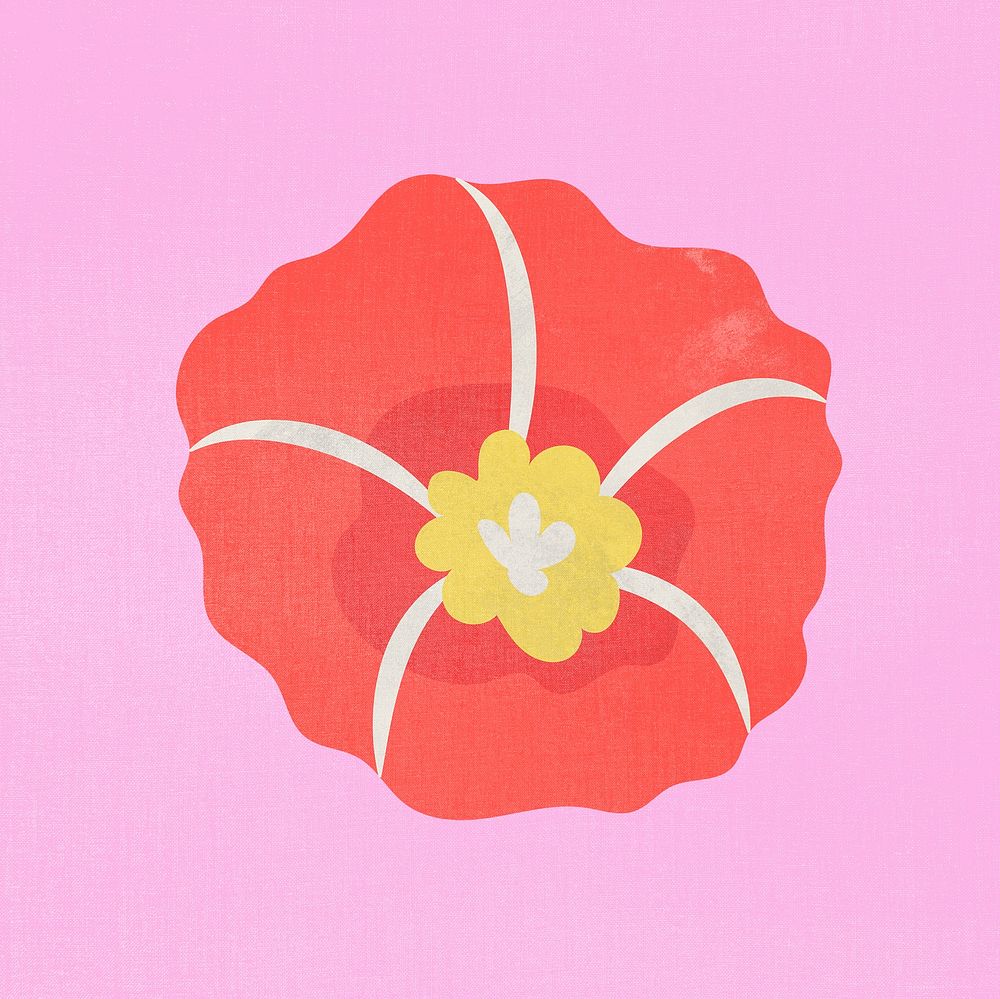 Red flower, cute spring illustration