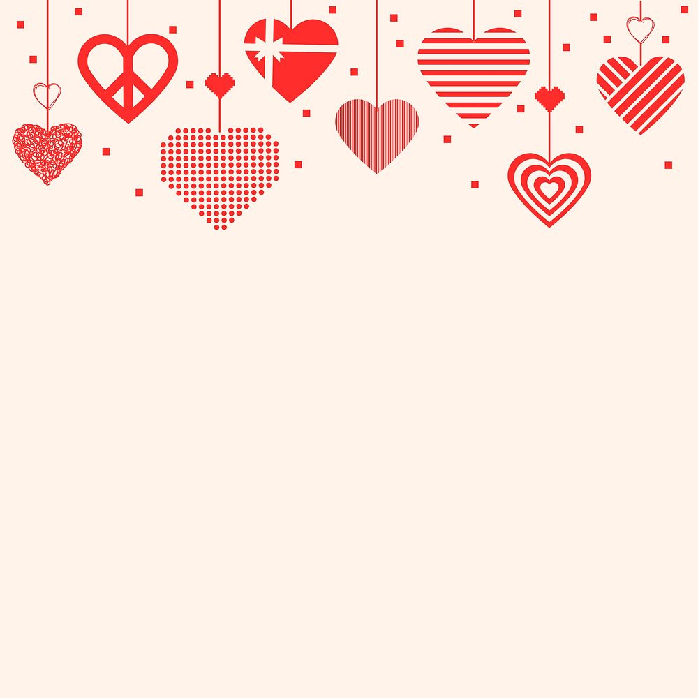 Red heart background, cute Valentines border