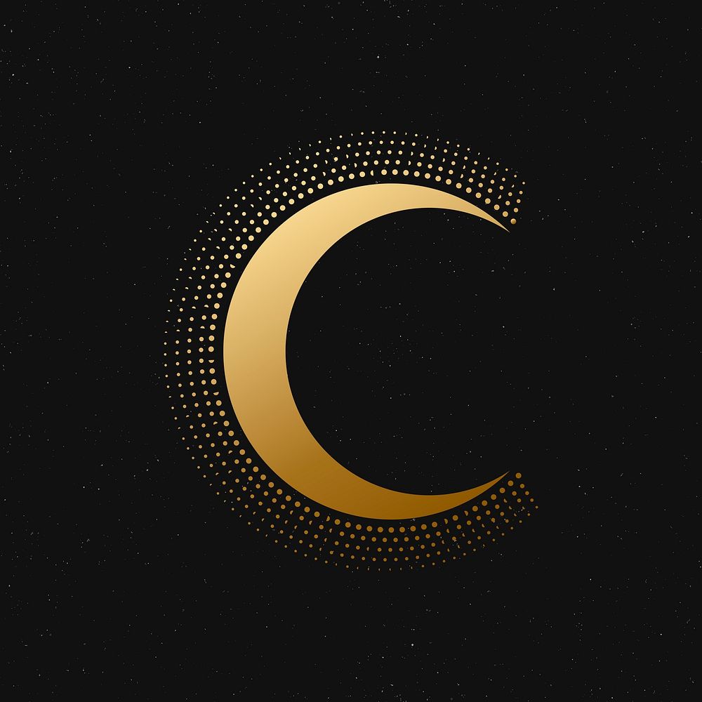 Celestial art element, gold aesthetic crescent moon, galaxy illustration