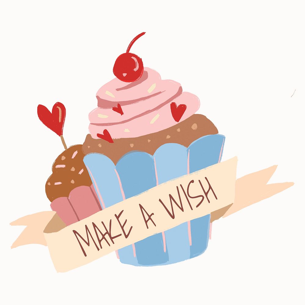 Cute cupcake, make a wish text