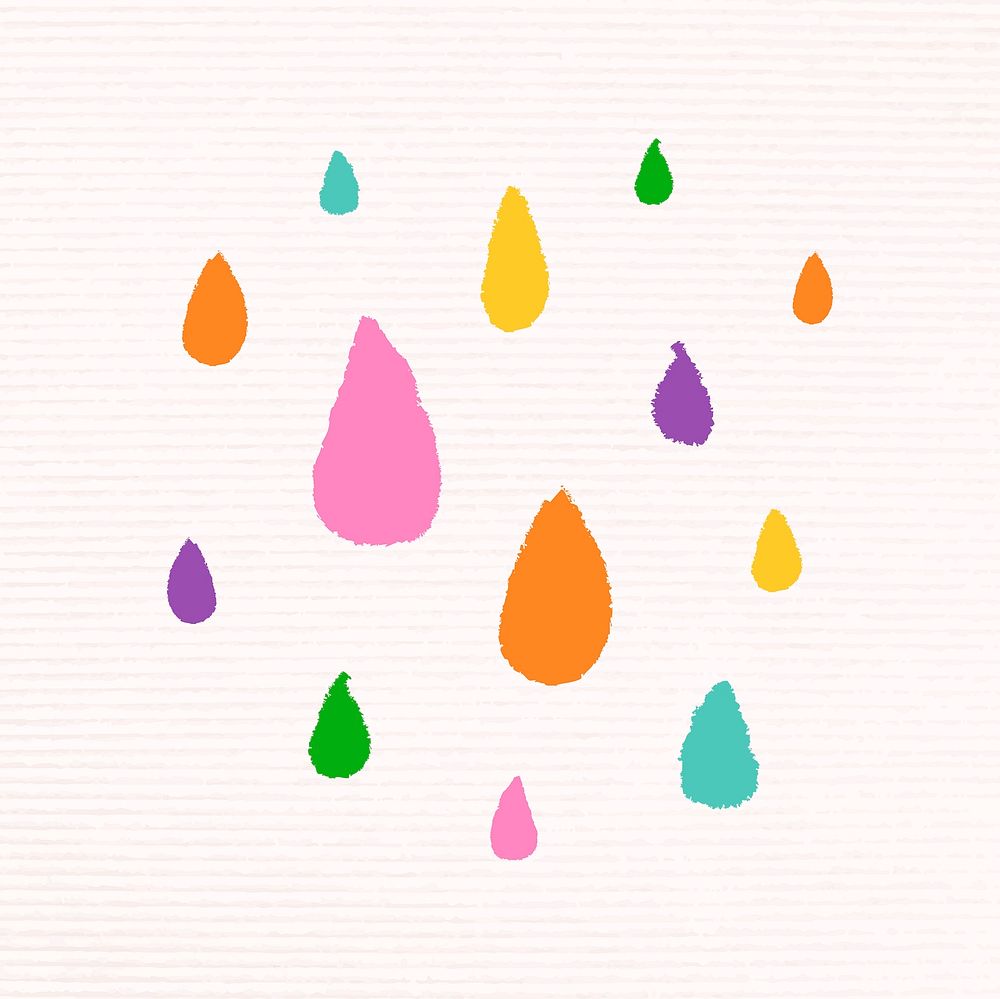 Colorful rain in funky doodle style