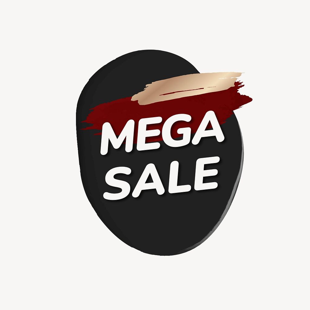 Mega sale badge sticker, paint texture, shopping image vector