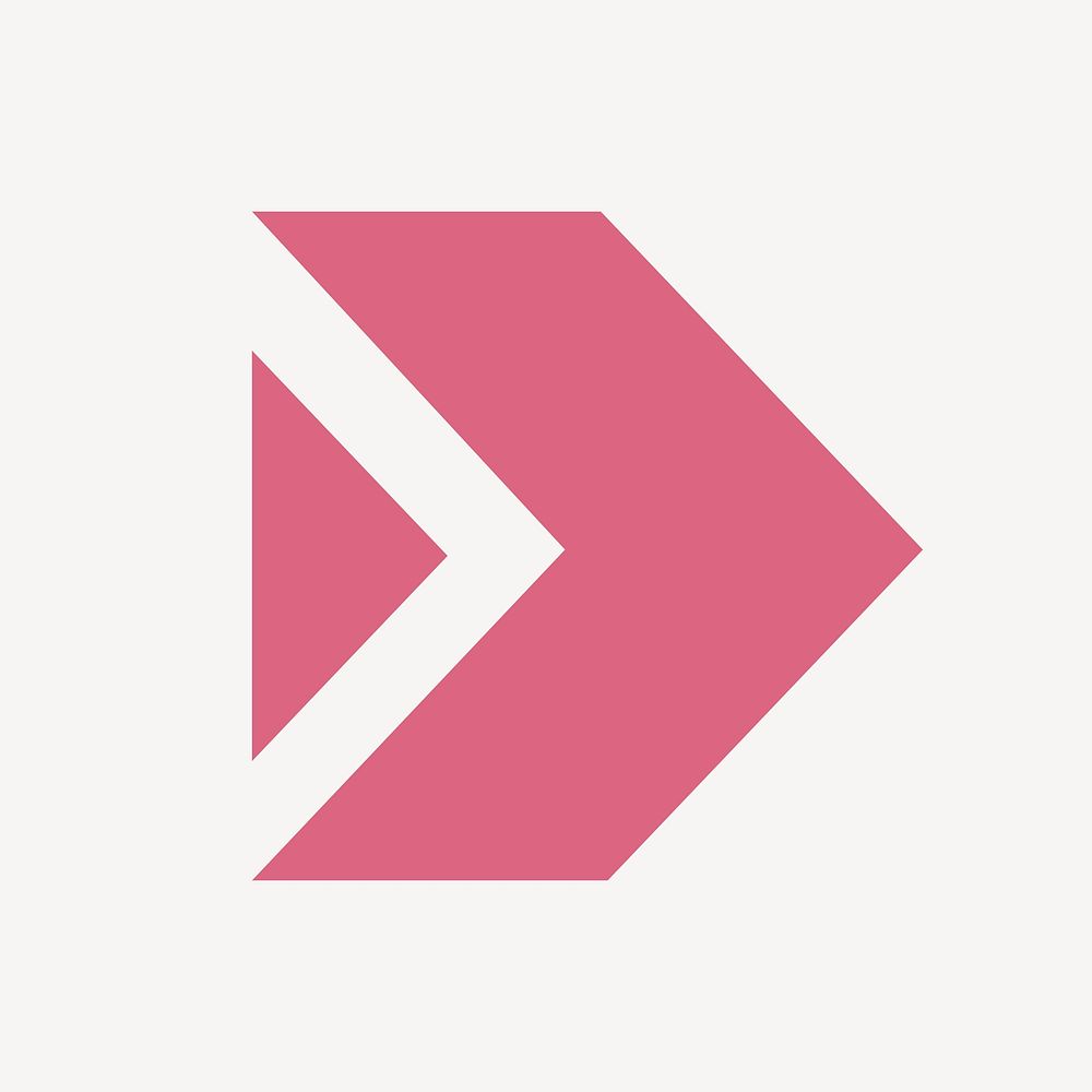 Double arrow icon, pink clipart, skip symbol