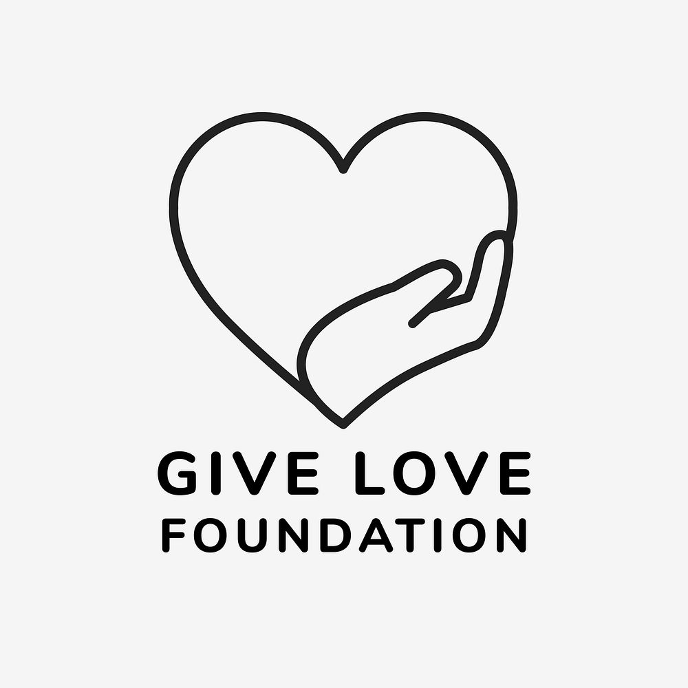 Charity logo, non-profit branding design, give love foundation text