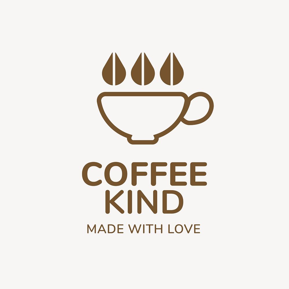 Coffee shop logo, food business for branding design, coffee kind made with love text