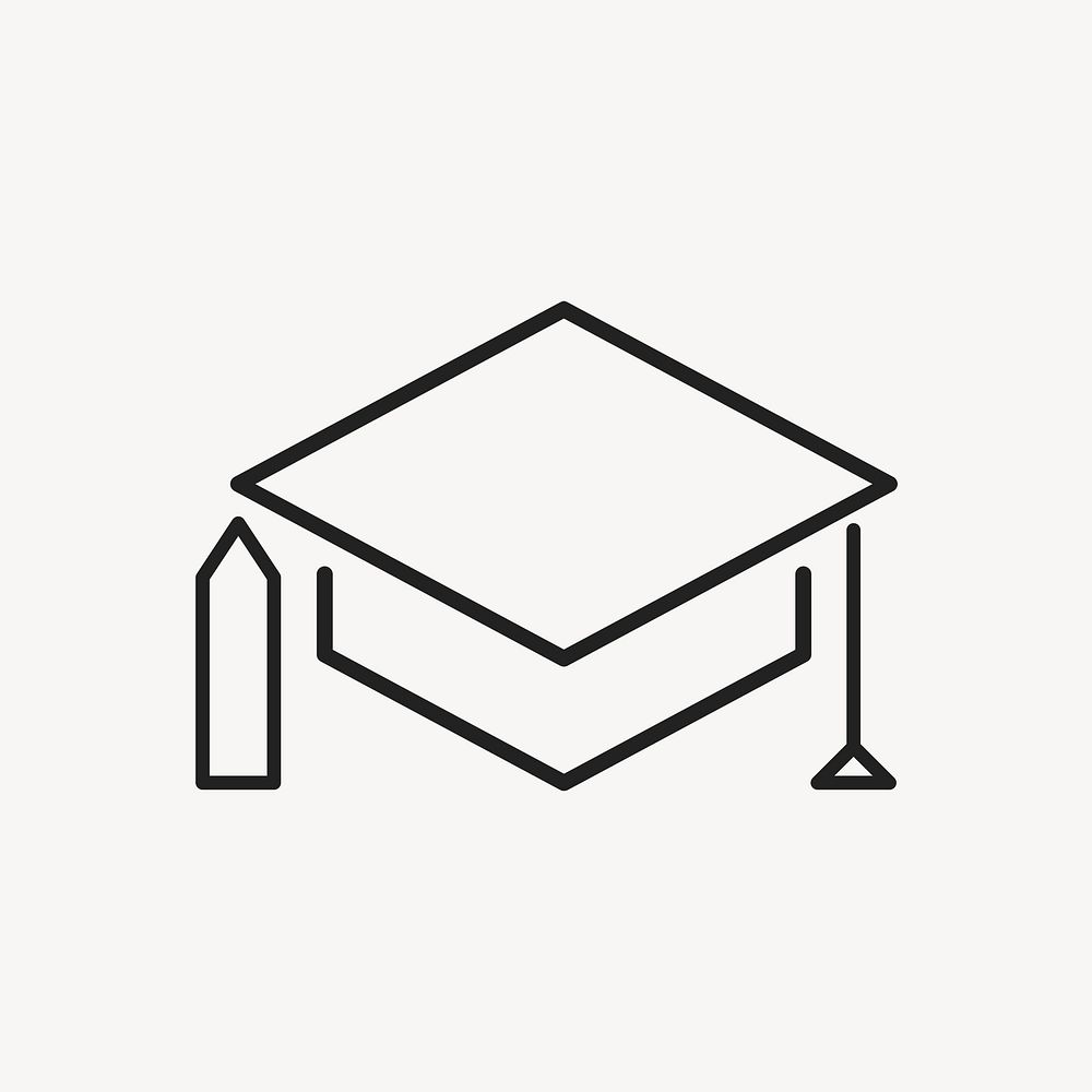 Mortarboard icon, education symbol flat design illustration