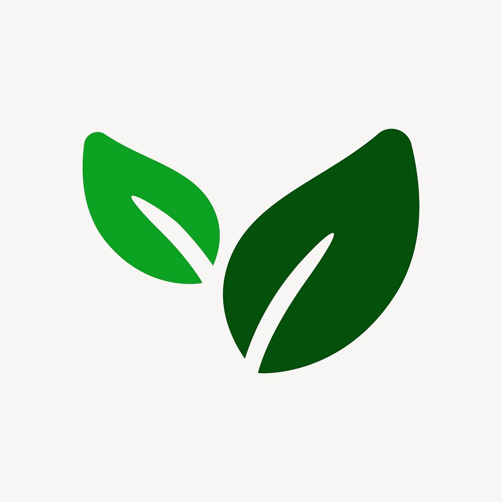 Leaf icon, natural product symbol flat design illustration, green tone