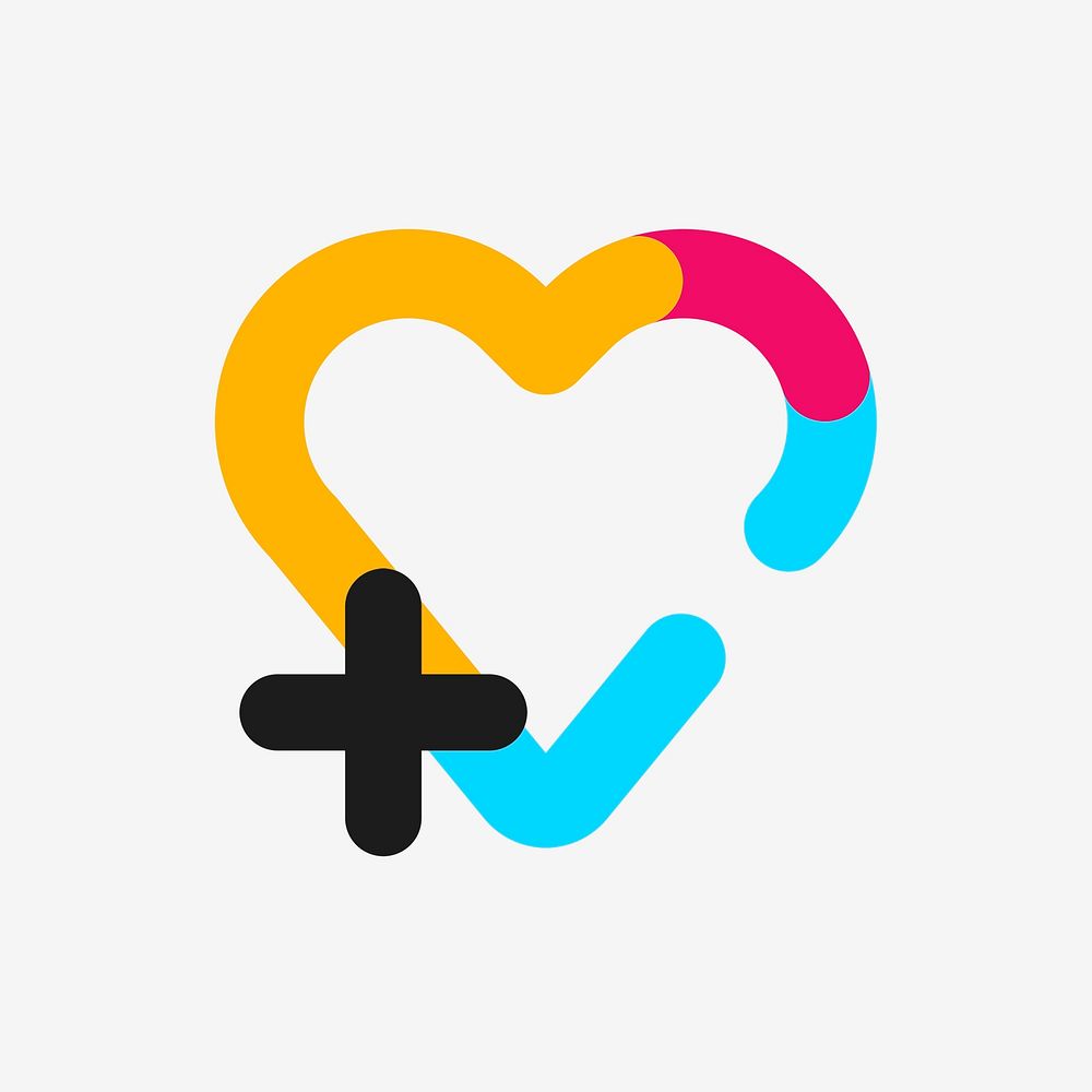Heart icon, healthcare symbol flat design illustration
