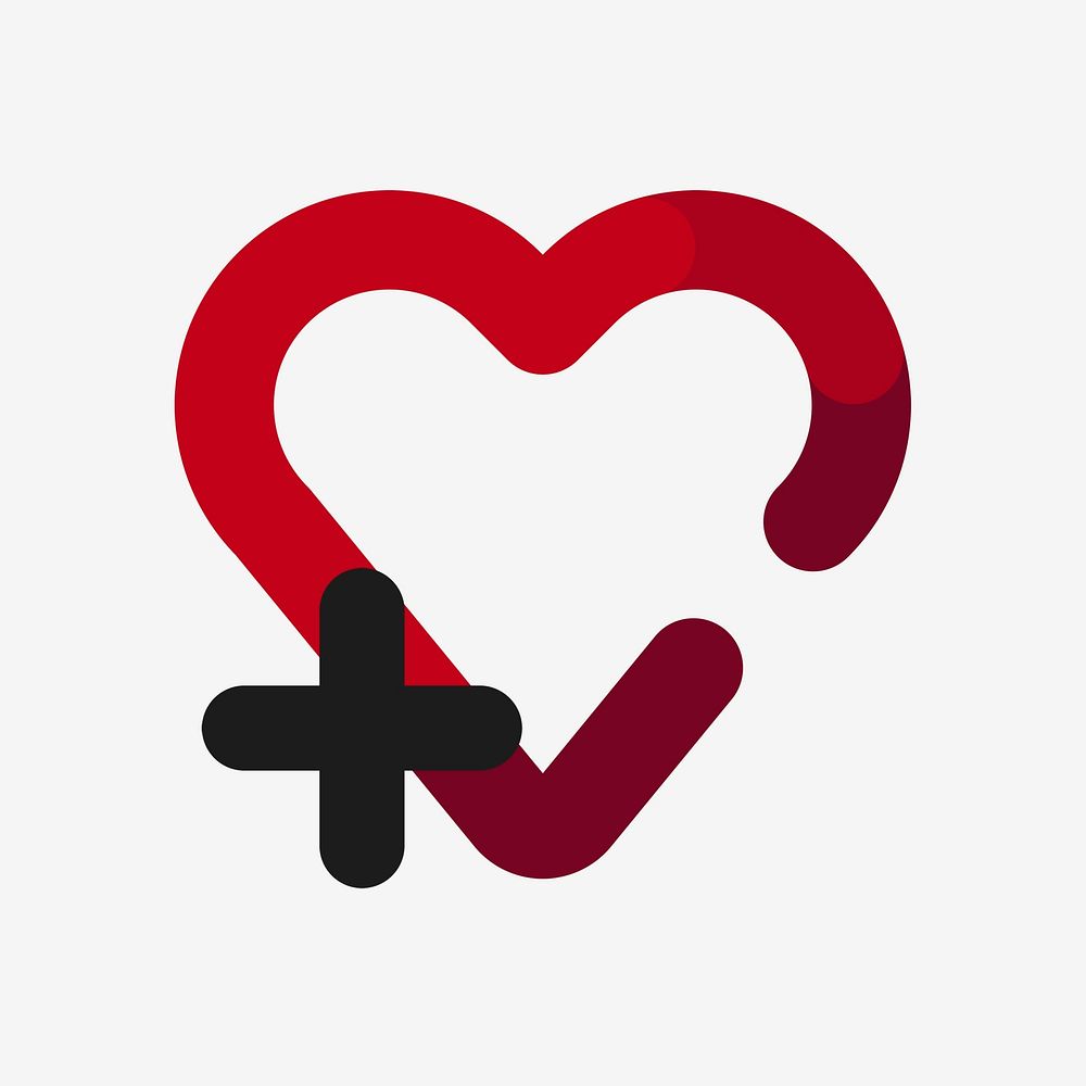 Heart icon, healthcare symbol flat design illustration