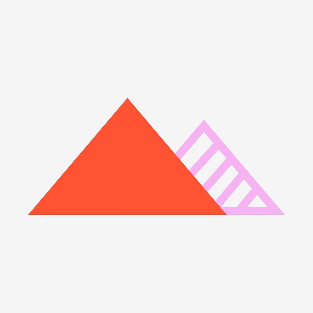 Triangle icons, red geometric shape, flat design illustration
