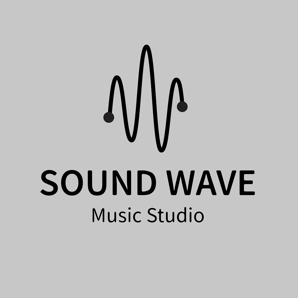 Audiovisual business logo, branding design, sound wave music studio text