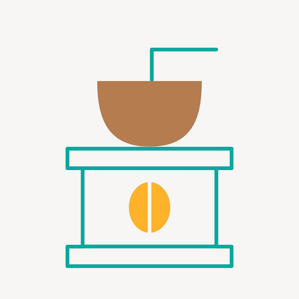 Coffee logo, food icon flat design illustration, manual coffee grinder
