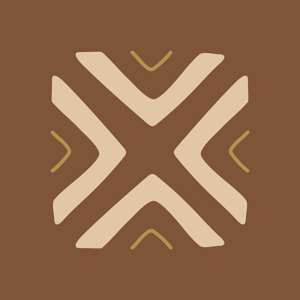 Ethnic shape background, brown doodle aztec design
