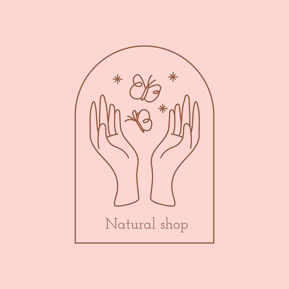 Aesthetic design pink logo badge, minimal illustration