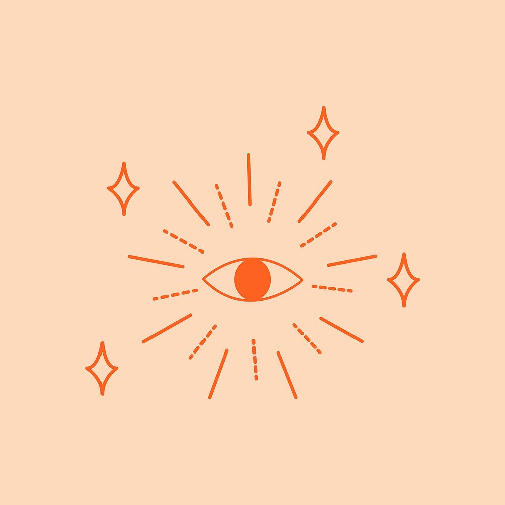 Eye aesthetic illustration on peach color background