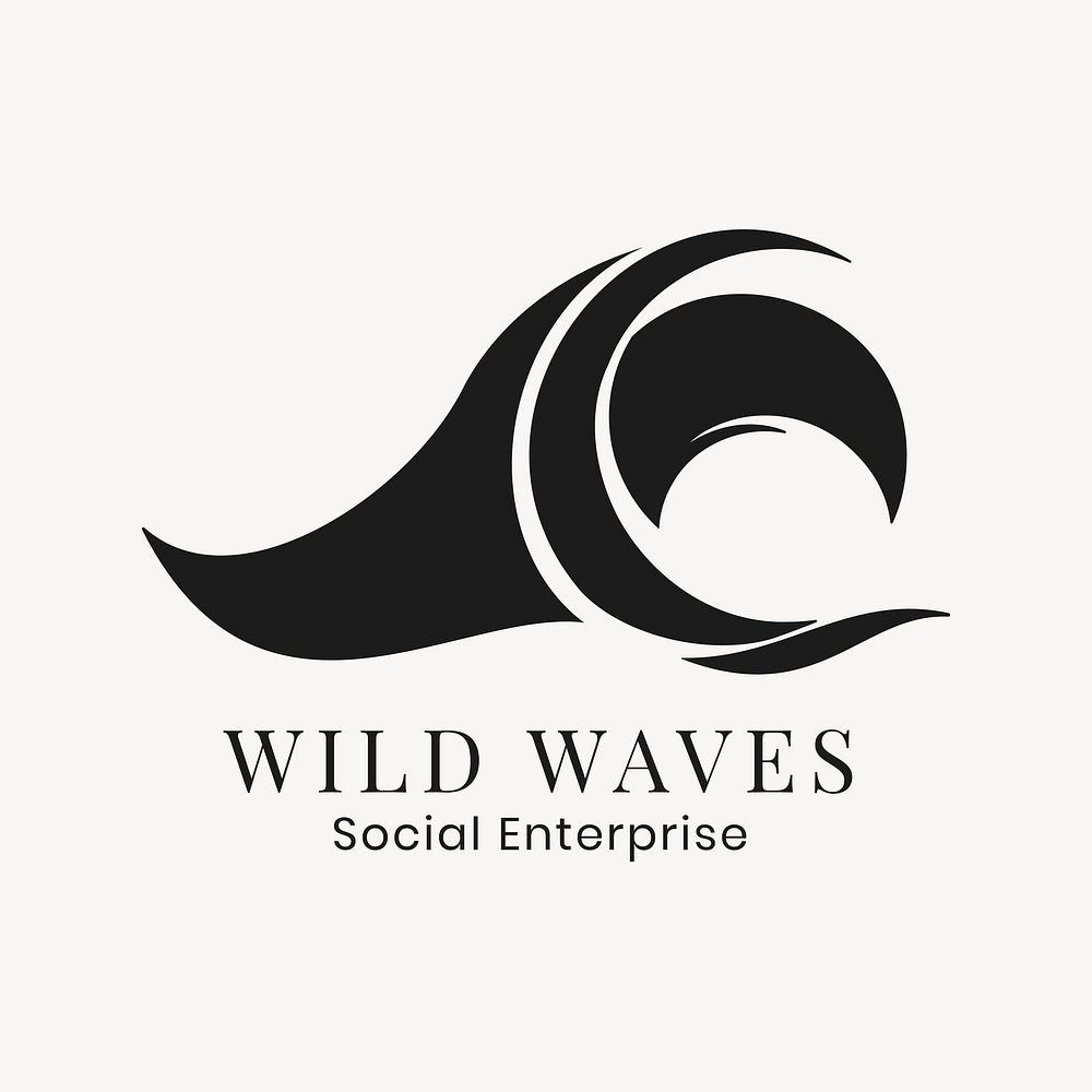 Ocean wave logo clipart, water business, animated graphic