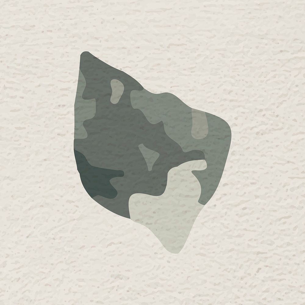 Stone shape design element, gray watercolor