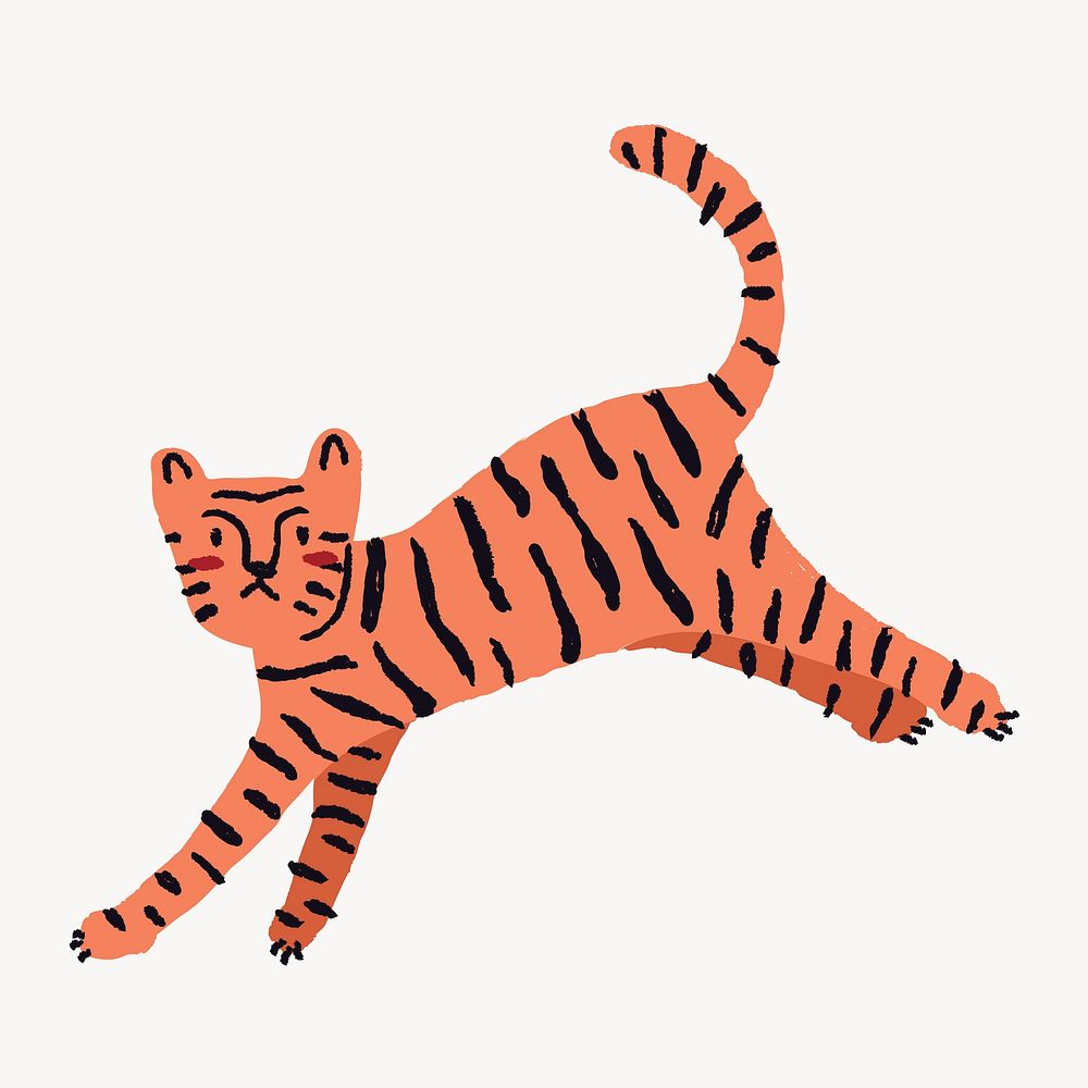 Cute tiger collage element, cartoon illustration