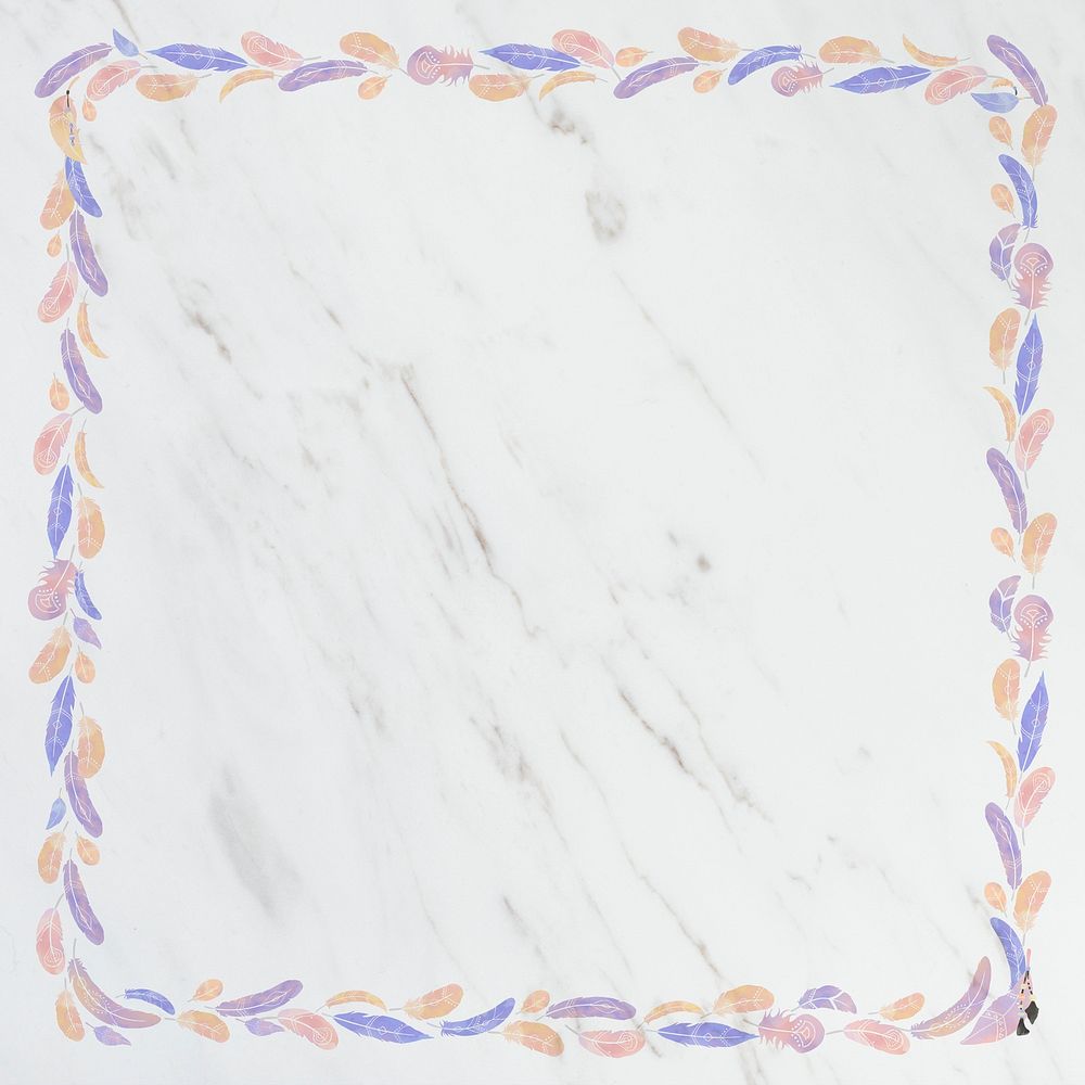 Bohemian frame pastel bead pattern marble background