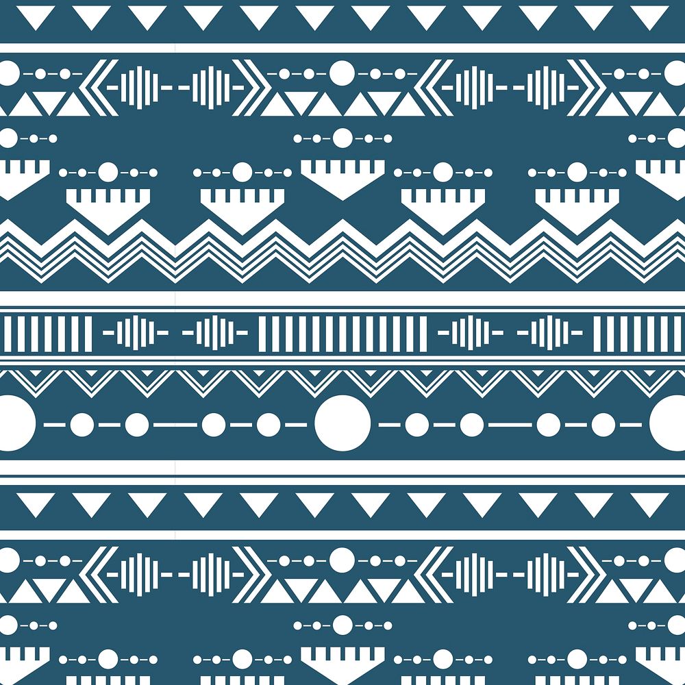 Blue tribal pattern white background, textile design