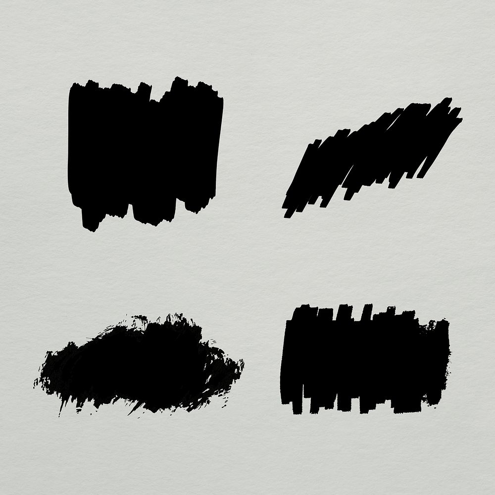 Black brush ink banner scribble set
