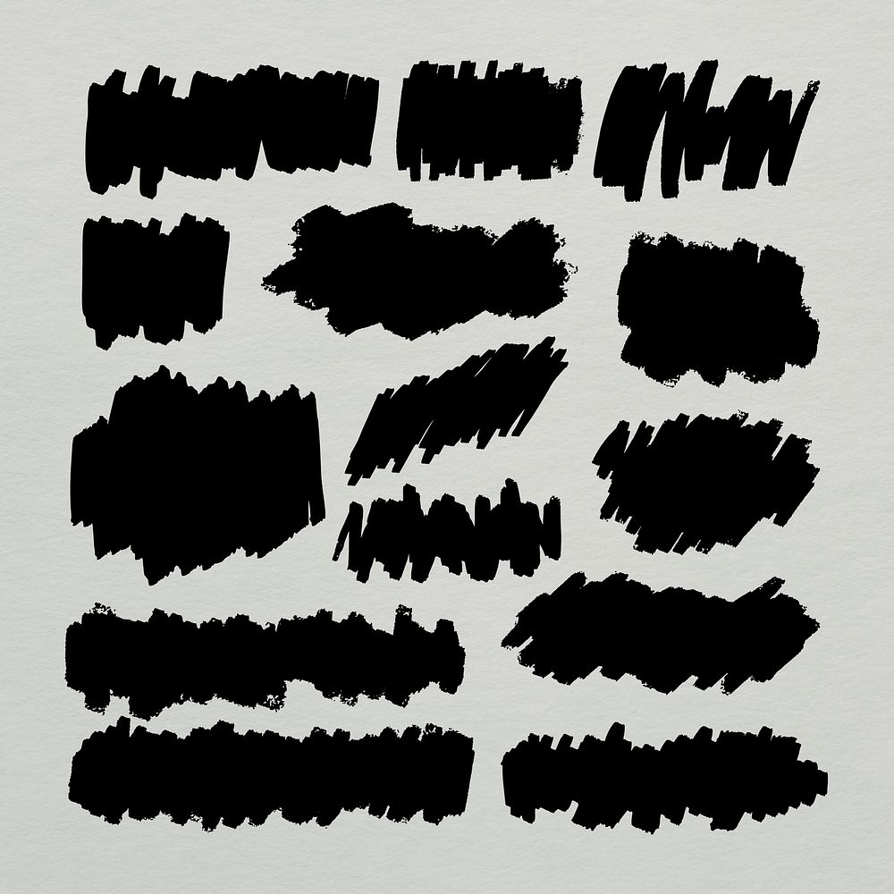 Black brush graphic element scribble collection