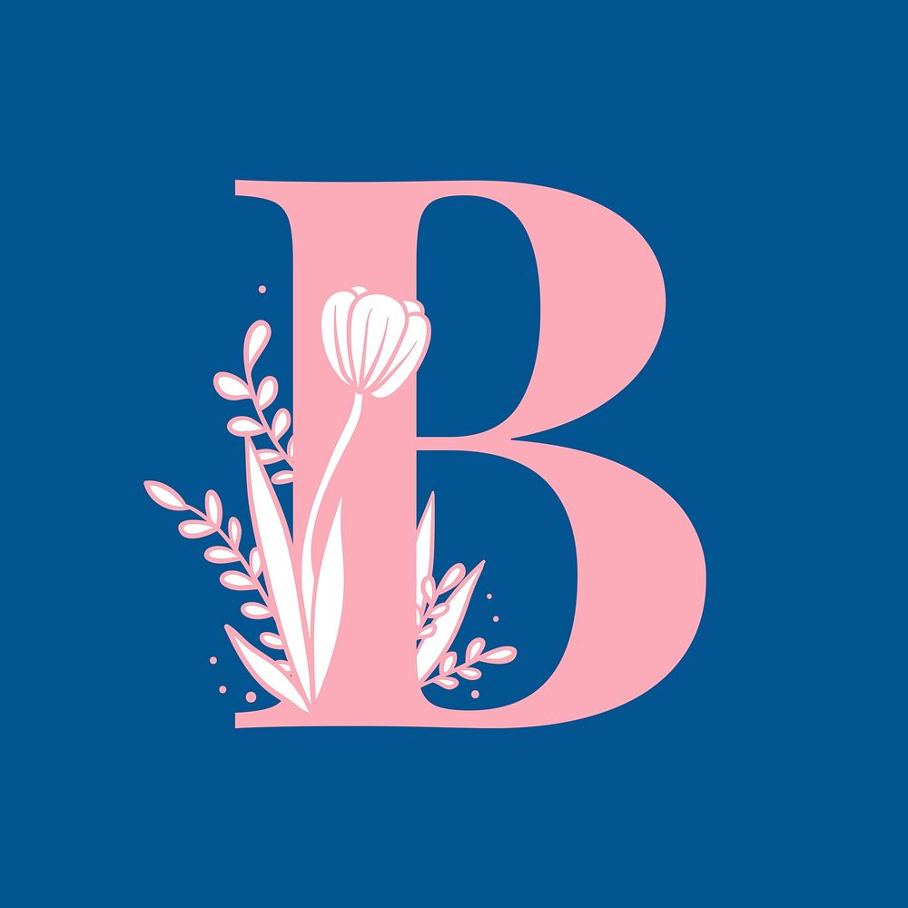 Letter B floral alphabet typography