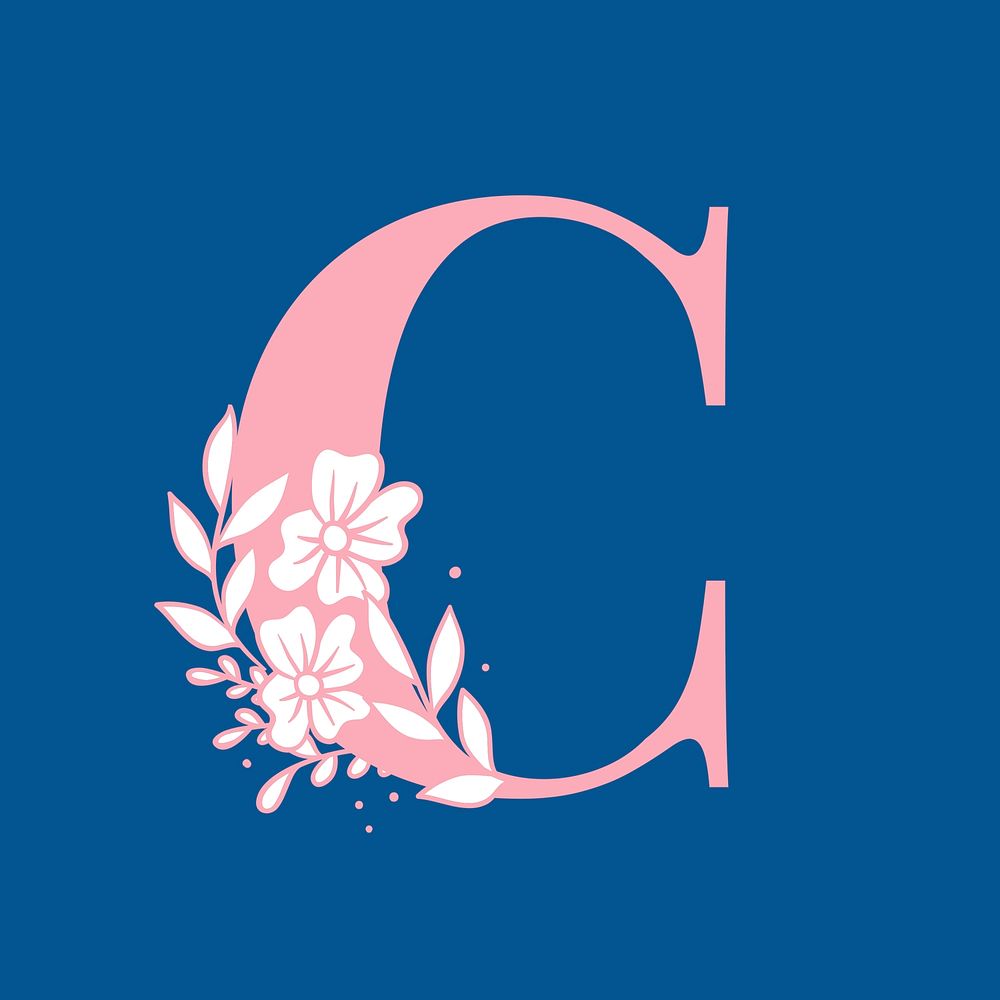 Letter C floral alphabet typography