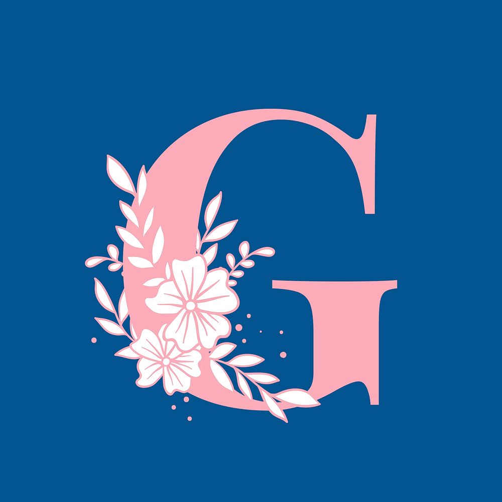 Letter G floral alphabet typography