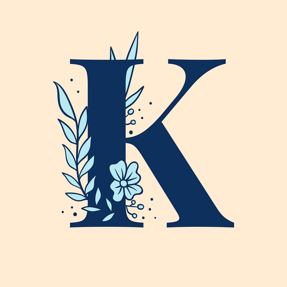 Letter K floral font typography