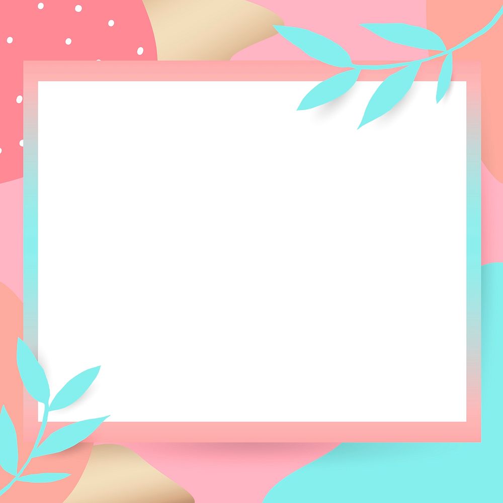 Abstract frame on coral Memphis background
