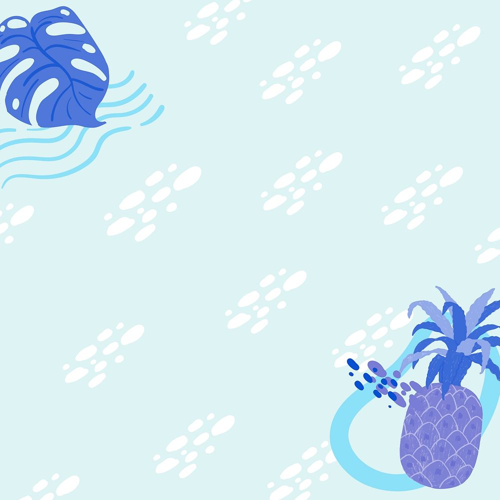 Pineapple frame on a sky blue background design vector