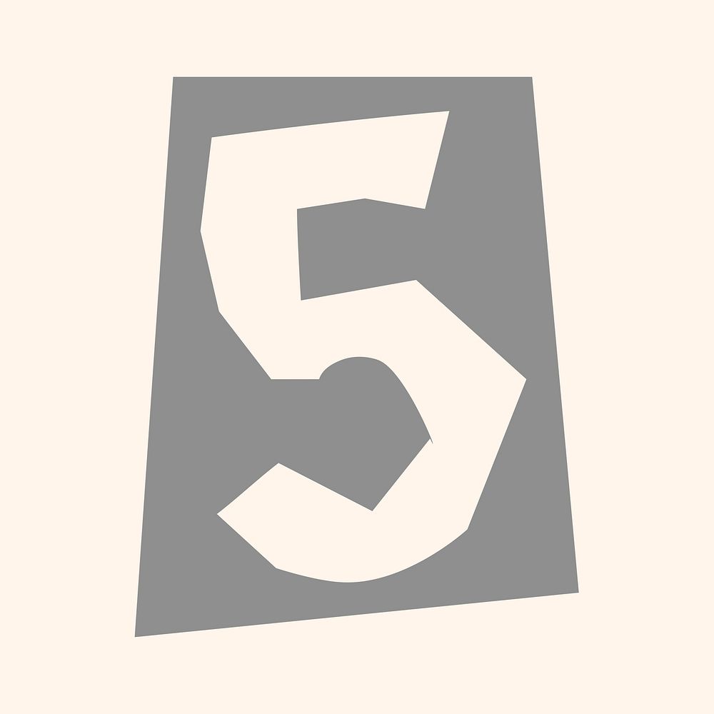 Number 5 font psd paper cut typography