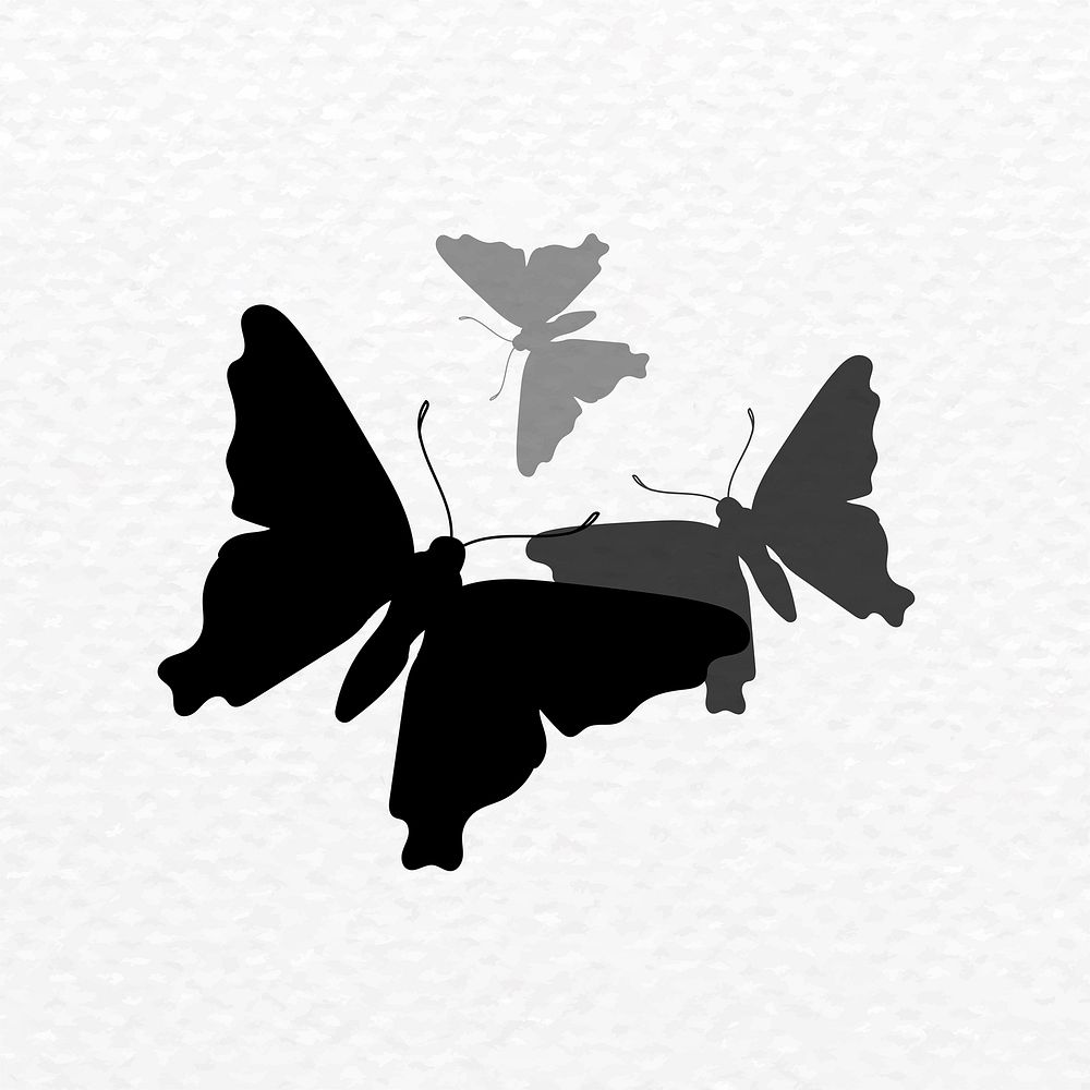 Black butterfly clipart, aesthetic flat design