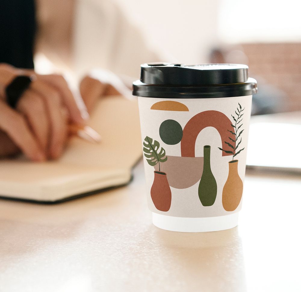 Coffee cup mockup, editable design psd