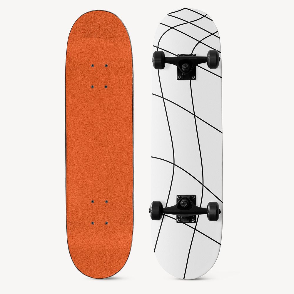 Skateboard mockup, sporty equipment design psd