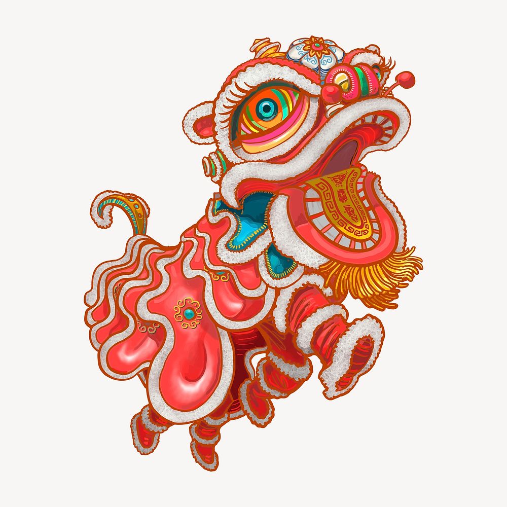Chinese New Year lion illustration psd