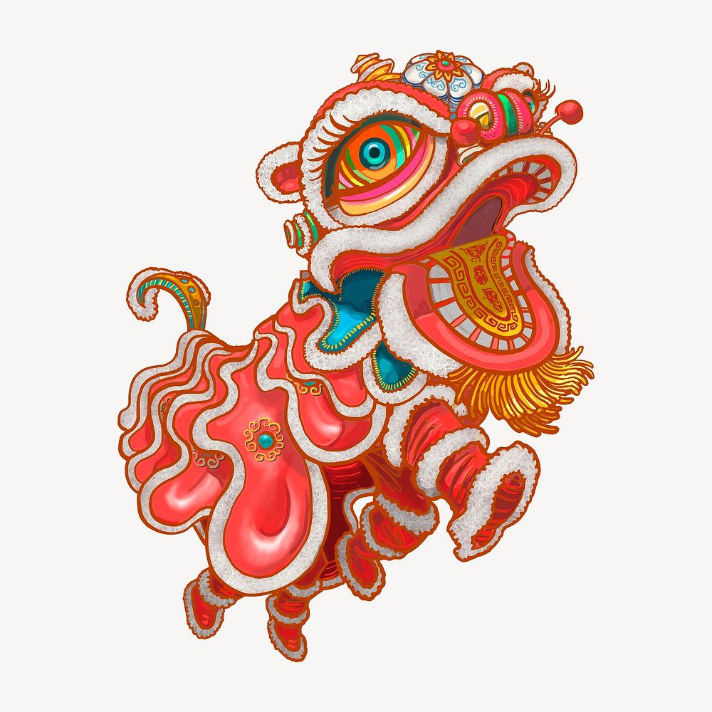 Chinese New Year lion, isolated illustration