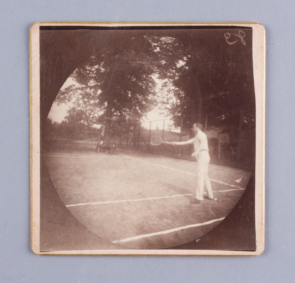 Man Playing Tennis in Circular Format (1890s) photography in high resolution. Original from the Saint Louis Art Museum.