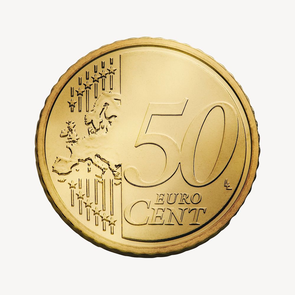 50 Euro cent coin psd. 13 SEPTEMBER 2022 - BANGKOK, THAILAND