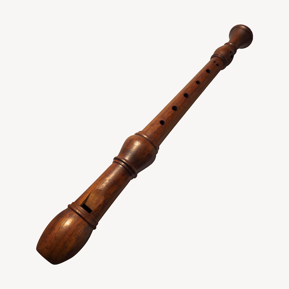 Recorder, musical instrument isolated object psd