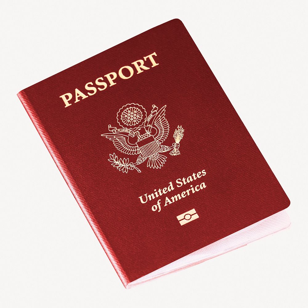 Red U.S. passport collage element psd