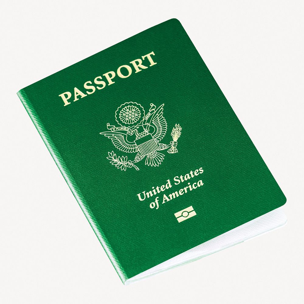 Green U.S. passport collage element psd