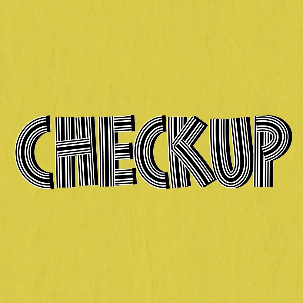 Checkup word hand drawn concentric font typography