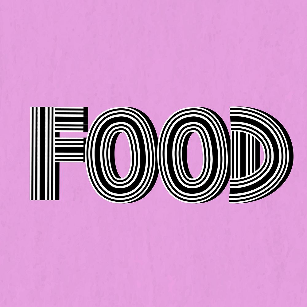 Food word lettering retro style line font typography