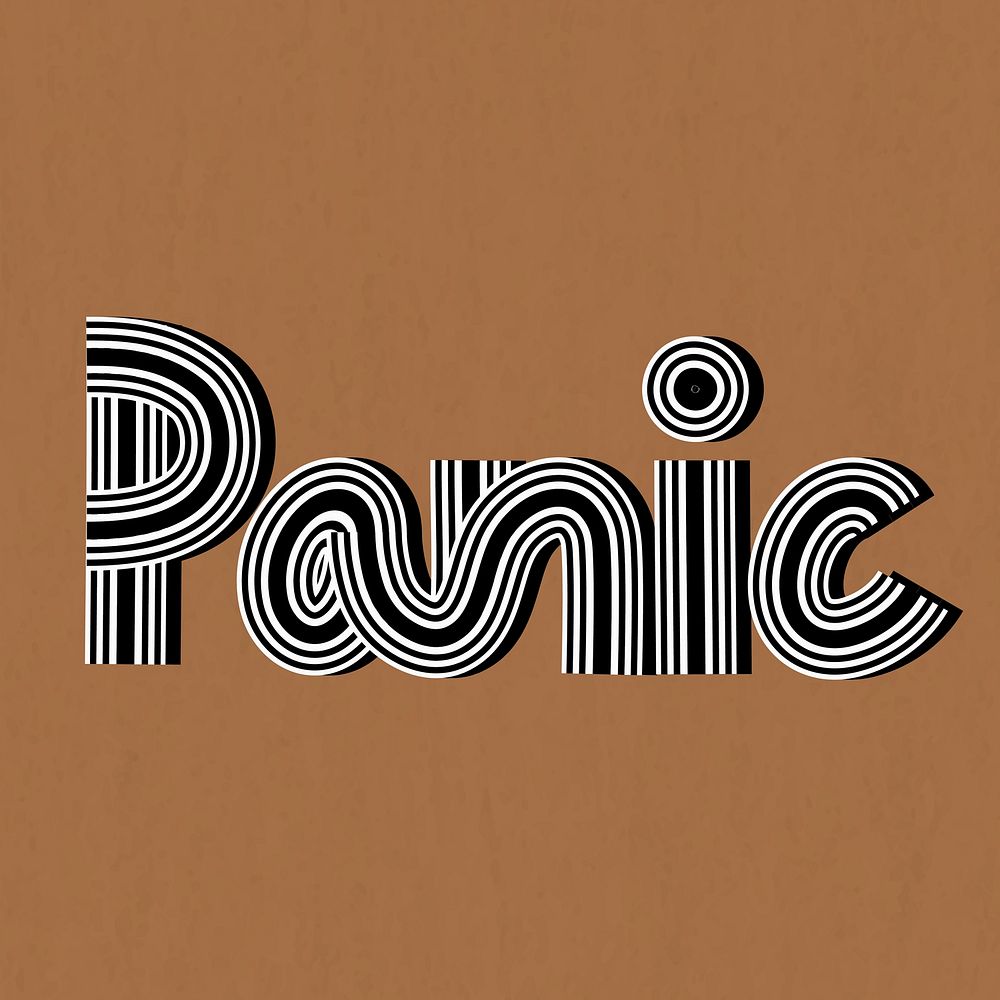 Panic text health word concentric font typography hand drawn