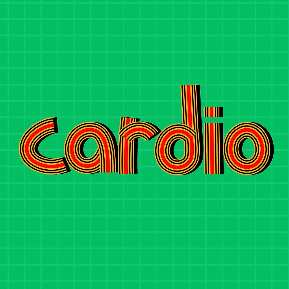 Cardio word lettering retro style line font typography