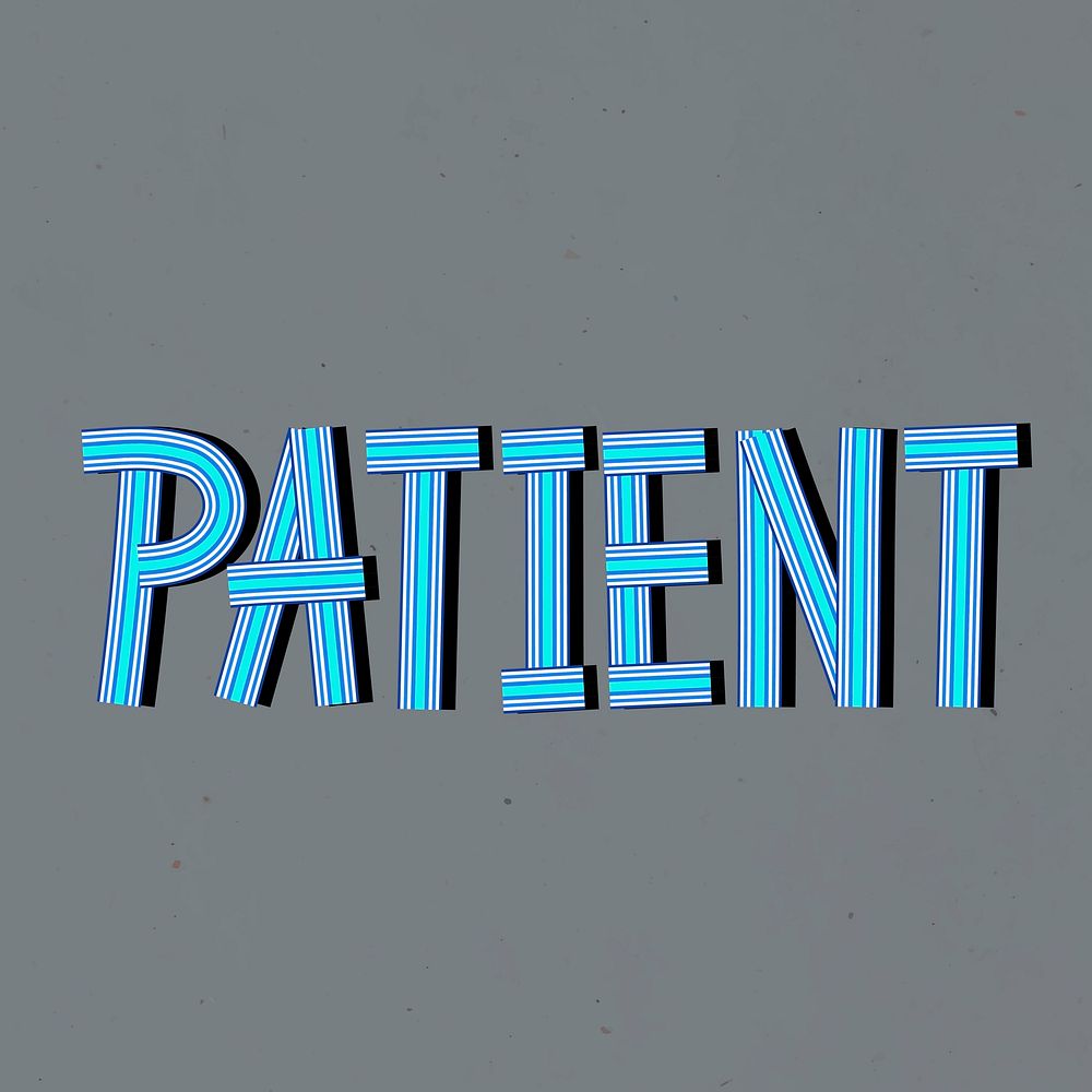 Retro patient health word multi line font typography